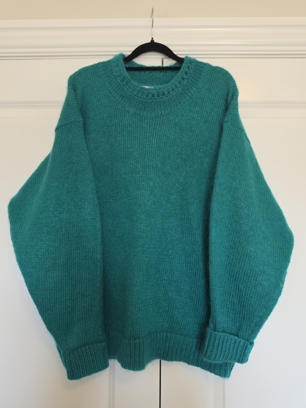 WOODWARD’S WOMEN’S OVERSIZED TEAL MOHAIR BLEND KNIT SWEATER L